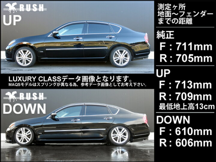 楽天市場 Rush 車高調 フーガ Y50 Py50 前期 後期 車高短 モデル フルタップ車高調 全長調整式車高調 減衰力調整付 Rush Damper Luxury Class 車高調通販 Transport 楽天市場店