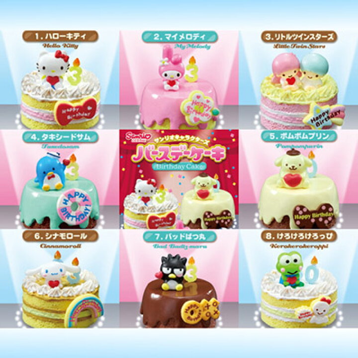 楽天市場 サンリオキャラクター バースデーケーキ グッズ お誕生日 フィギュア 食玩 リーメント 全８種フルコンプセット 即納 トレジャーマーケット