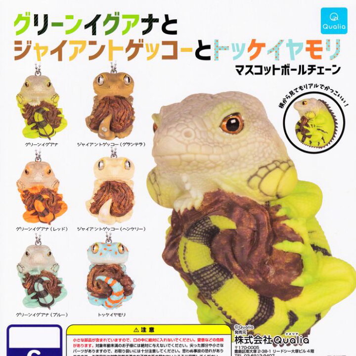 楽天市場 グリーンイグアナとジャイアントゲッコーとトッケイヤモリマスコットボールチェーン Qualia 全６種フルコンプセット トカゲ 爬虫類 動物 グッズ フィギュア ガチャガチャ 即納 在庫品 ネコポス配送対応可能 数量限定 セール品 トレジャー