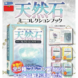 天然石ミニコレクションブック レインボー 【全5種フルコンプセット＋DP台紙おまけ付き】 豆本 ミニチュア グッズ 解説付き ボールチェーン ガチャガチャ カプセルトイ【即納 在庫品】【数量限定】【フルコンプリート】