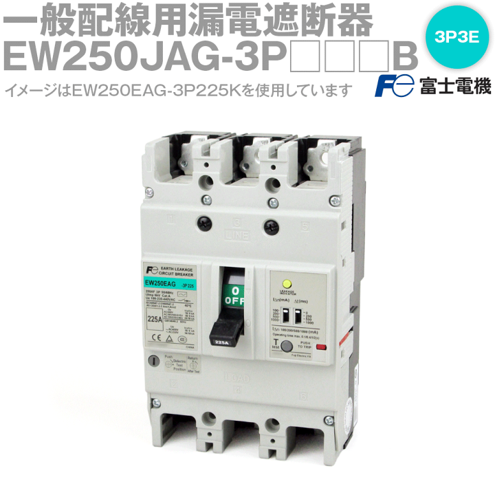 富士電機 EW250JAG-3P□□□B EWシリーズ 一般配線用漏電遮断器 125A/150A/160A/175A/200A/225A 3P3E  NN | ANGEL HAM SHOP JAPAN