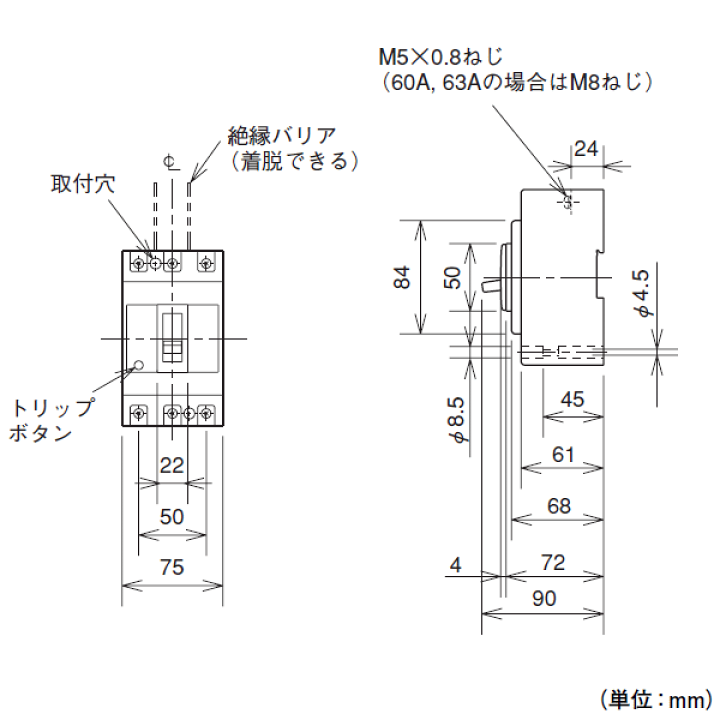 楽天市場】三菱電機 NF63-CV 3P 60A ノーヒューズブレーカー フレーム