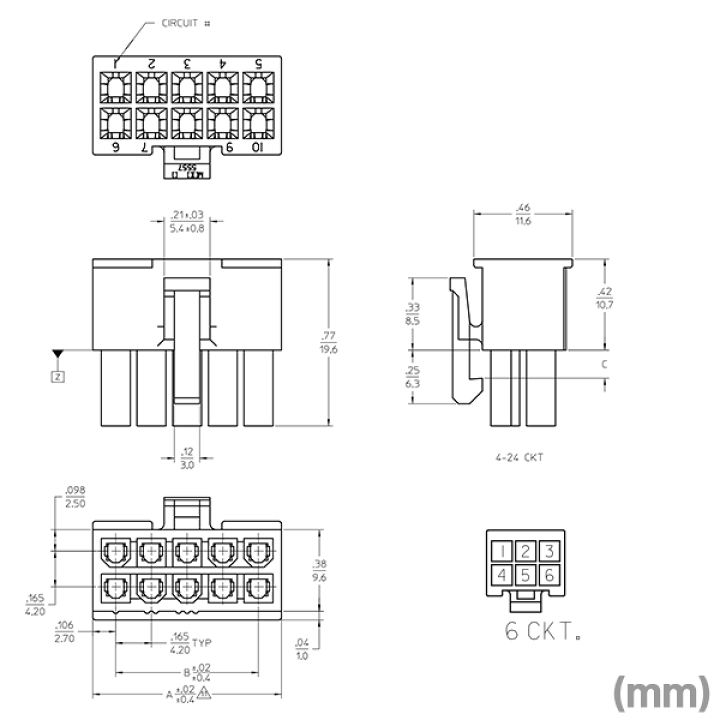 パーツ　確認用 楽天市場】モレックス 5557-06R 汎用コネクタ 6極 レセプタクル メス