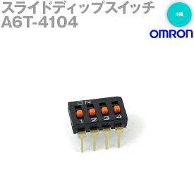オムロン(OMRON) A6T-4104 形A6T超薄型 スライド ディップスイッチ 凸タイプ4極 橙 NN