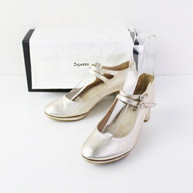 【期間限定価格】【スプリングセール】Repetto レペット メタリックレザー アンクルベルト プレーンパンプス 36/シャンパンゴールド【2400011920423】【中古】