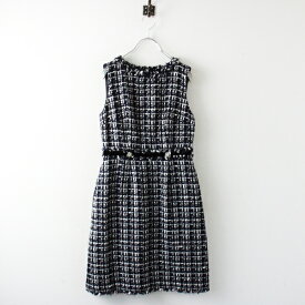 【期間限定価格】【毎日値下げセール】美品 定価3.9万 2022AW Aveniretoile アベニールエトワール ビジューボタンツイードワンピース 36/ネイビー【2400013162845】【中古】