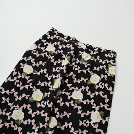 【期間限定価格】INGEBORG インゲボルグ カメリア&リボン柄ロングスカート S/ブラック 花柄 フレア【2400013280457】【中古】