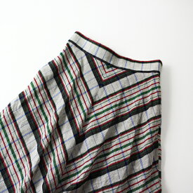 【期間限定価格】【毎日値下げセール】l'heritage martinique レリタージュ マルティニーク チェック ウールチェック ロングフレアスカート /グレージュ【2400013311007】【中古】