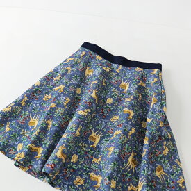 美品 Lois CRAYON ロイスクレヨン ゴブラン織 アニマルスカート M/ブルー ボトムス フラワー【2400013425629】【中古】