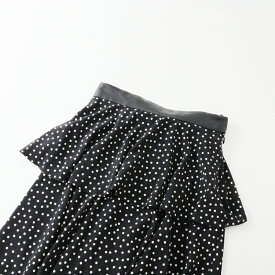 【スプリングセール】2022AW ロイスクレヨン Lois CRAYON DOT ドットプリント フリル ロングスカート M/ブラック 水玉【2400013613217】【中古】