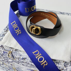 極美品 クリスチャンディオール Christian Dior 30 Montaigne カーフスキン ダブルブレスレット/ブラック ターンロック【2400013691031】【中古】
