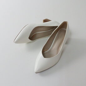 【オータムセール】グリーンレーベルリラクシング green label relaxing ポインテッド チャンキー パンプス 22cm/ホワイト 靴 くつ【2400013695909】【中古】