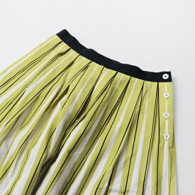 【期間限定価格】【オータムセール】マーガレットハウエル MARGARET HOWELL コットン ストライプ タックスカート 2/カーキ×ホワイト【2400013728416】【中古】