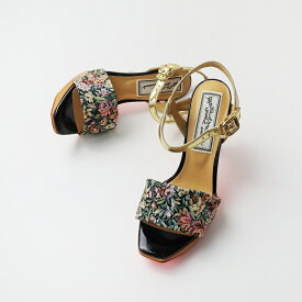 【ウィンターセール】オデットエオディール odette e odile ゴブラン織りストラップ サンダル 35/ゴールド マルチ ハイヒール 【2400013719032】【中古】