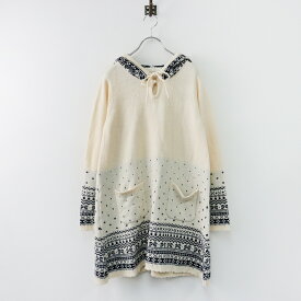 【ウィンターセール】ピンクハウス PINK HOUSE ジャガードフーディーニットワンピース/アイボリー ドレス チュニック ノルディック 長袖【2400013766425】【中古】