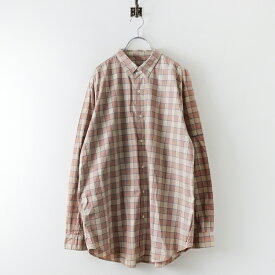 【スプリングセール】メンズ パパス PAPAS コットン チェック ロングスリーブシャツ L/グレー オレンジ系 トップス【2400013781268】【中古】