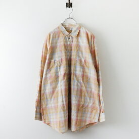 【スプリングセール】メンズ パパス PAPAS コットン チェック ロングスリーブシャツ L/オレンジ トップス【2400013781275】【中古】