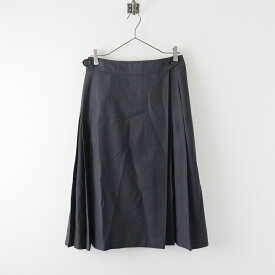 【期間限定価格】マーガレットハウエル MARGARET HOWELL GREY PLAID SKIRT WOOL COTTON ラッププリーツスカート 3/チャコールグレー【2400013815567】【中古】