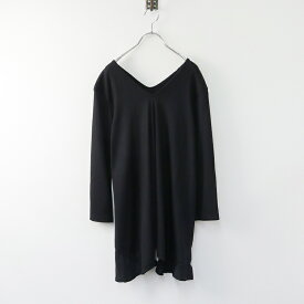 【スプリングセール】ワイズ ヨウジヤマモト Y's Yohji Yamamoto ウール ドッキング Vネック チュニック 2/ブラック 変形 アシメ ヘムデザイン【2400013840873】【中古】