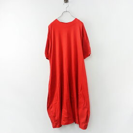 アトリエナルセ atelier naruse コットンカットソー コクーンワンピース F/レッド ドレス ロング フレア【2400013842365】【中古】