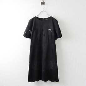 【期間限定価格】【オータムセール】未使用 ザラウーマン ZARA WOMAN フラワー刺繍 スエード調 半袖ワンピース XS◇ブラック フラワー柄【2400030065815】【中古】