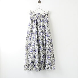 【期間限定価格】【オータムセール】ウィムガゼット Whim Gazette コットン フラワープリント シャーリングベアワンピース F/オフホワイト ブルー【2400013966207】【中古】