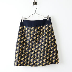 【スプリングセール】ロイスクレヨン Lois CRAYON キカシシュウスカート M/ネイビー 幾何学 刺繍 台形【2400013973748】【中古】