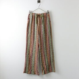 【期間限定価格】【オータムセール】2023SS マメクロゴウチ Mame Kurogouchi Raschel Stripe Jersey Wide Trousers ストライプ トラウザーズ 2/グリーン【2400013972277】【中古】