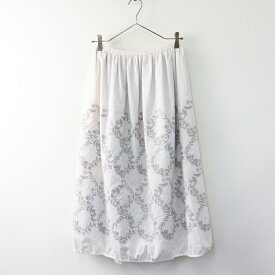 【期間限定価格】【オータムセール】未使用 2024SS 定価8.5万 ミナペルホネン mina perhonen flower crown ギャザースカート 38/ライトピンク ボトムス 刺繍【2400014004090】【中古】