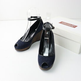 【期間限定価格】【ウィンターセール】美品 コントワーデコトニエ COMPTOIR DES COTONNIERS ウェッジソール ヌバック サンダル 37/ネイビー オープントゥ 【2400014036190】【中古】
