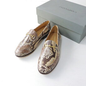 【期間限定価格】未使用品 定価2万 CAMINANDO カミナンド パイソンプリントビット2way スリッポンシューズ 5/ベージュ フラット◇【2400013959704】【中古】