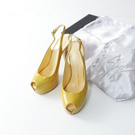 【期間限定価格】GIUSEPPE ZANOTTI ジュゼッペザノッティ SHARON エナメルパンプス 36.5/バックストラップ ベージュ系 ◇【2400013959698】【中古】