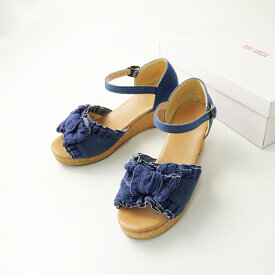 【期間限定価格】定番 人気アイテム ピンクハウス PINK HOUSE ピコフリル リボン付きサンダル アンクルストラップ 4(L)/インディゴ【2400014057942】【中古】