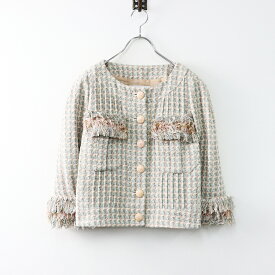 【期間限定価格】美品 JPタグ 2013Cコレクション着 シャネル CHANEL P44989 ローズガーデン ルサージュ シルクツイードジャケット 40【2400014075755】【中古】