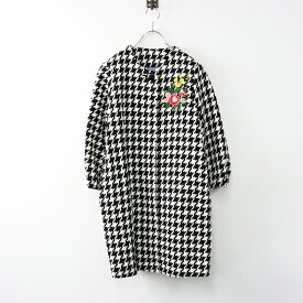 人気アイテム ロイスクレヨン Lois CRAYON ファーティペット付 受注 フラワー刺繍 千鳥格子 ノーカラーコート オリビア M【2400014080117】【中古】