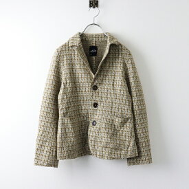 美品 定価6万 フォーティファイブアール 45R 45rpm ジャージフラノの四角ジャケット 1/ベージュ系 羽織り 千鳥格子【2400014084825】【中古】