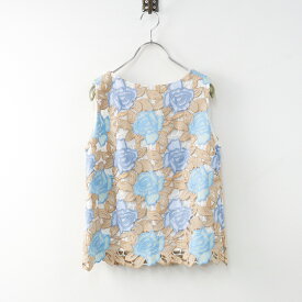 【期間限定価格】美品 グレースコンチネンタル ダイアグラム Diagram マルチフラワーレースノースリーブ トップス 36/サックス ブラウス【2400014086867】【中古】