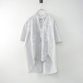 【期間限定価格】ウジョー UJOH ストライプ 刺繍 スキッパープルオーバーブラウス 2/ホワイト トップス シャツ チュニック【2400014092837】【中古】