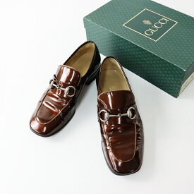 ヴィンテージ イタリア製 90'S グッチ GUCCI トムフォード期 パテントレザー ホースビットローファー 36C(約23cm)/茶【2400014113419】【中古】