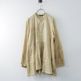 定価3.4万 2023SS パドカレ pas de calais コットンサテンムラ染め チュニックブラウス 36/ベージュ トップス ギャザー【2400014130669】【中古】