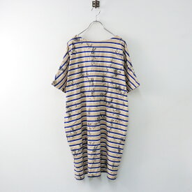 【期間限定価格】マーブルシュッド marble SUD うさぎボーダーTラインワンピース /ベージュ プルオーバー 半袖 カットソー生地【2400014127997】【中古】