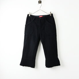 【ウィンターセール】秋冬 ピンクハウス PINK HOUSE ウール混 起毛 半端丈パンツ 裾ピコフリル L/ブラック 黒【2400014145229】【中古】