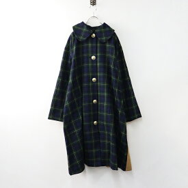定価8万 2020AW ロイスクレヨン Lois CRAYON ブラックウォッチ チェックXベージュ ワイドシルエット受注コート M/■【2400014105995】【中古】