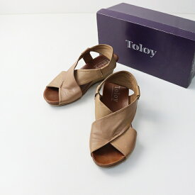 【期間限定価格】トロイ Toloy レザー バックストラップ サンダル 36(23cm相当)/■ ベージュ 靴 ウェッジソール シューズ 【2400014111132】【中古】