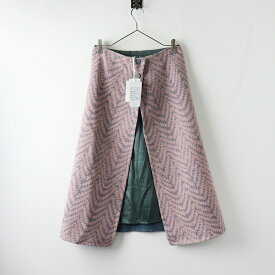 定価90200円 2024AW mina perhonen ミナペルホネン skog スコーグ バックプリーツ ウール混スカート 38/ピンク【2400014241785】【中古】