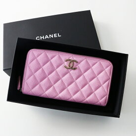 【期間限定価格】極美品 シャネル CHANEL AP3181 マトラッセ キャビアスキン ココマーク ラウンドジップウォレット/ピンク 長財布【2400014261332】【中古】