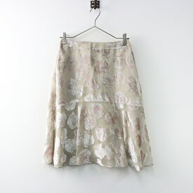 未使用 定価3.9万 トゥービーシック TO BE CHIC ローズオパールプリントスカート 40■ベージュ フレア ボトムス【2400014291636】【中古】