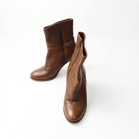 ファビオルスコーニ FABIORUSCONI レザー チャンキーヒール ショートブーツ 38/ブラウン シューズ サイドジップ 約25cm【2400014302271】【中古】