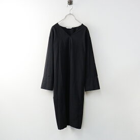 【期間限定価格】アバハウス ドゥヴィネット ABAHOUSE Devinette ウール混 Vネックロングワンピース 2/ブラック 黒 ドレス【2400014317244】【中古】