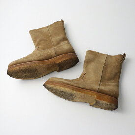 【期間限定価格】イタリア製 プントピグロ PUNTO PIGRO スエードレザー ミドルブーツ 37/ベージュ プレーントゥ【2400014293593】【中古】